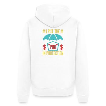 Insurance Agent Pro In Protection Funny Insurance - Unisex Premium Bio Zip Hoodie - Weiß - Hinten - Thijin (182cm)