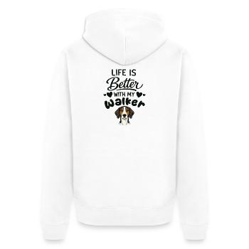  Das Leben Ist Besser Mit Meinem Treeing Walker - Unisex Premium Bio Zip Hoodie - Weiß - Hinten - Thijin (182cm)