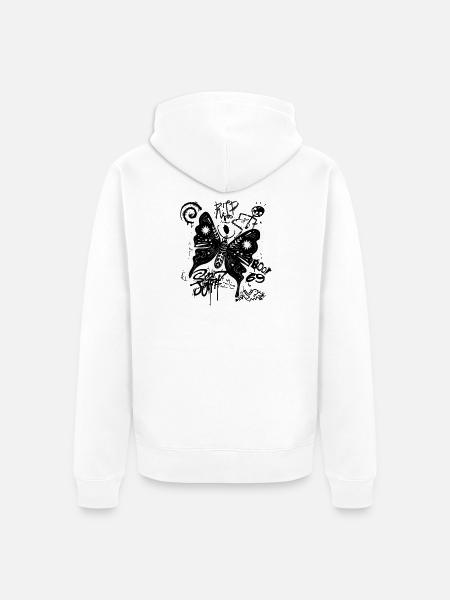 Mystischer Schmetterling Grunge - Unisex Premium Bio Zip Hoodie - Weiß