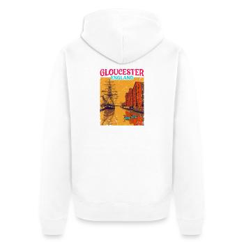 Gloucester England Retro City Travel Poster - Unisex Premium Bio Zip Hoodie - Weiß - Hinten - Thijin (182cm)
