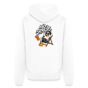 Stressfreie Entspannung - Unisex Premium Bio Zip Hoodie - Weiß - Hinten - Thijin (182cm)