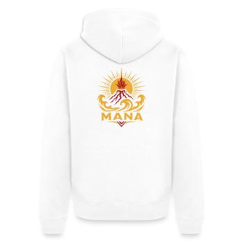 Mana-Vulkanwelle - Unisex Premium Bio Zip Hoodie - Weiß - Hinten - Thijin (182cm)