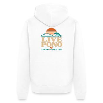 Live Pono - Unisex Premium Bio Zip Hoodie - Weiß - Hinten - Thijin (182cm)