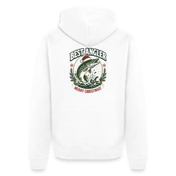 Bester Angler: Christmas Pike - Unisex Premium Bio Zip Hoodie - Weiß - Hinten - Thijin (182cm)