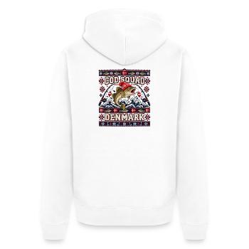 Ugly Christmas Cod Squad Denmark Fischdesign - Unisex Premium Bio Zip Hoodie - Weiß - Hinten - Thijin (182cm)