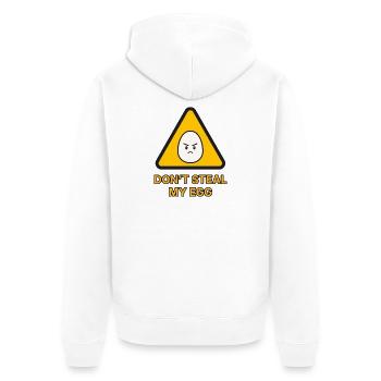 Warnschild Ei – Don’t steal my egg – lustig - Unisex Premium Bio Zip Hoodie - Weiß - Hinten - Thijin (182cm)
