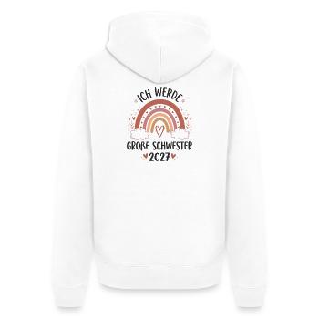 Große Schwester 2027 Boho Regenbogen - Unisex Premium Bio Zip Hoodie - Weiß - Hinten - Thijin (182cm)