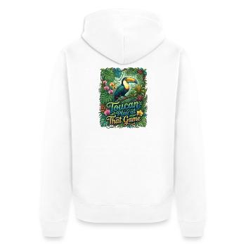 Toucan Play At That Game Tukan Dschungel Spruch - Unisex Premium Bio Zip Hoodie - Weiß - Hinten - Thijin (182cm)