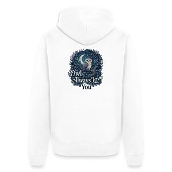 Owl Always Love You Eule Wortspiel Liebe - Unisex Premium Bio Zip Hoodie - Weiß - Hinten - Thijin (182cm)