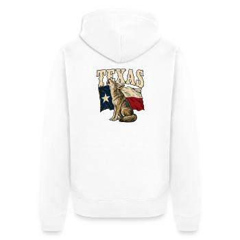 Texas Wolf Flagge - Unisex Premium Bio Zip Hoodie - Weiß - Hinten - Thijin (182cm)