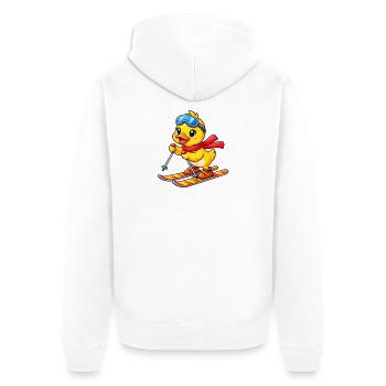 Süße Ente Skifahrer Cartoon Wintersport - Unisex Premium Bio Zip Hoodie - Weiß - Hinten - Thijin (182cm)