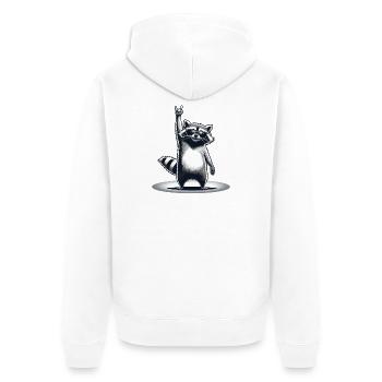 Retro Raccoon Rock-Musik Geschenk Männer Kinder Frauen - Unisex Premium Bio Zip Hoodie - Weiß - Hinten - Thijin (182cm)