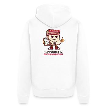 Neujahr Kalender Trainingsplan statt Vorsatz - Unisex Premium Bio Zip Hoodie - Weiß - Hinten - Thijin (182cm)