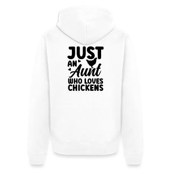 Huhn Tante Statement - Unisex Premium Bio Zip Hoodie - Weiß - Hinten - Thijin (182cm)