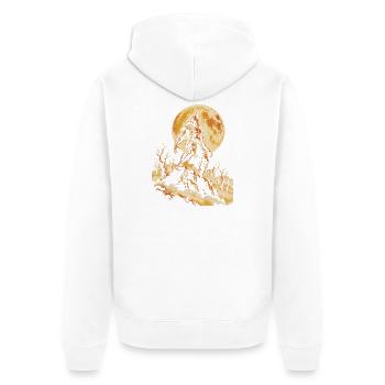 Der Wolfsmensch heult den Vollmond an - Unisex Premium Bio Zip Hoodie - Weiß - Hinten - Thijin (182cm)