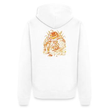 Der Riesenkürbis greift die Stadt an - Unisex Premium Bio Zip Hoodie - Weiß - Hinten - Thijin (182cm)