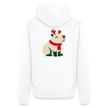 Rentier Rote Nase Clipart - Unisex Premium Bio Zip Hoodie - Weiß - Hinten - Thijin (182cm)