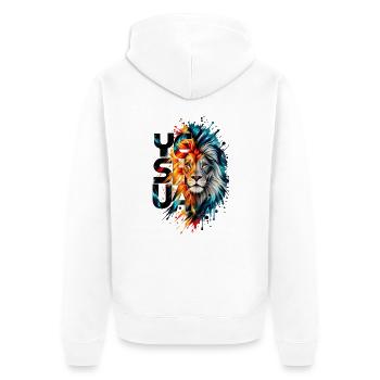 YESHUA – Löwe von Juda | Christliches Design  - Unisex Premium Bio Zip Hoodie - Weiß - Hinten - Thijin (182cm)
