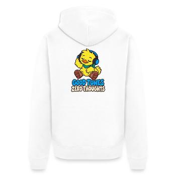 Duck mit Kopfhörern – Good Tunes Zero Thougts - Unisex Premium Bio Zip Hoodie - Weiß - Hinten - Thijin (182cm)