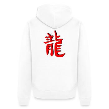 Drachen_3d_kanji - Unisex Premium Organic Zip Hoodie - white - Back - Thijin (182cm)