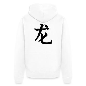Drachen -Kanji-Japan - Unisex Premium Bio Zip Hoodie - Weiß - Hinten - Thijin (182cm)