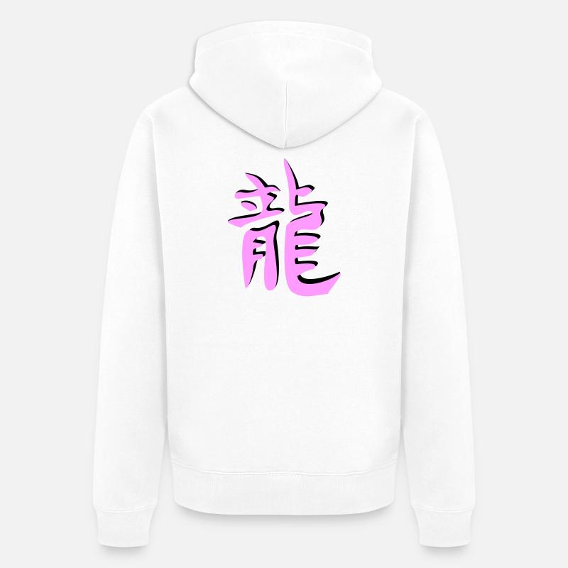 Drachen chinesisches Tierkreiszeichen - Unisex Premium Bio Zip Hoodie - Weiß
