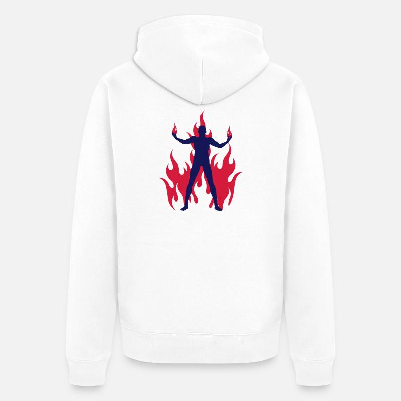 rocking devil - rockender teufel - flammen flames - Unisex Premium Bio Zip Hoodie - Weiß