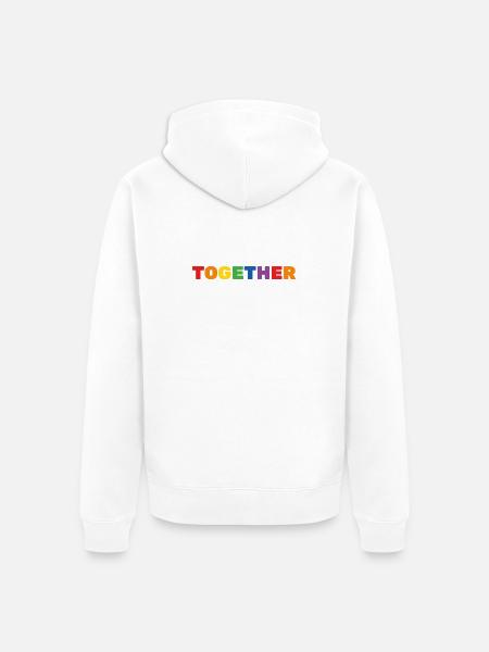 TOGETHER Rainbow Lettering LGBTQ+ - Unisex Premium Organic Zip Hoodie - white