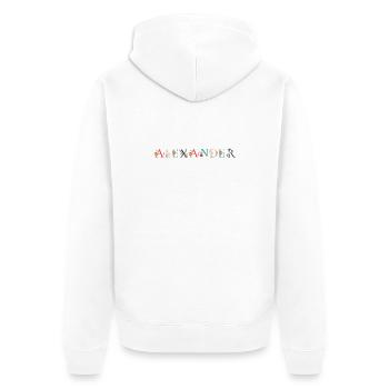 ALEXANDER Name Art With Flowers Embroidered - Unisex Premium Organic Zip Hoodie - white - Back - Thijin (182cm)