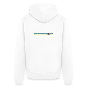 Bitte Design hochladen - Unisex Premium Bio Zip Hoodie - Weiß - Hinten - Thijin (182cm)