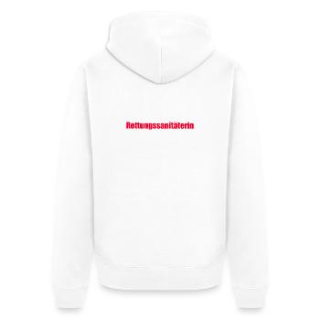 Rettungssanitäterin Schriftzug - Unisex Premium Bio Zip Hoodie - Weiß - Hinten - Thijin (182cm)