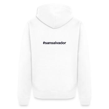 SAN SALVADOR Hashtag - Unisex Premium Bio Zip Hoodie - Weiß - Hinten - Thijin (182cm)