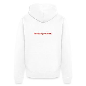 Santiago de Chile Hashtag - Unisex Premium Bio Zip Hoodie - Weiß - Hinten - Thijin (182cm)