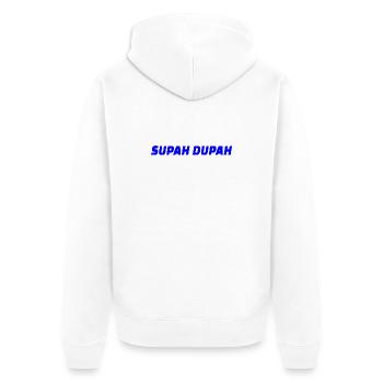 Supah Dupah Bold Typographic design - Unisex Premium Organic Zip Hoodie - white - Back - Thijin (182cm)