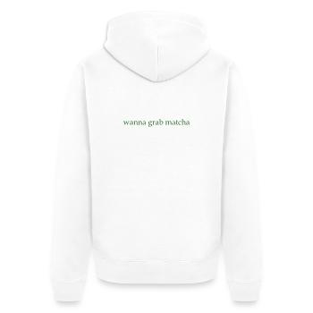 wanna grab matcha - Unisex Premium Bio Zip Hoodie - Weiß - Hinten - Thijin (182cm)
