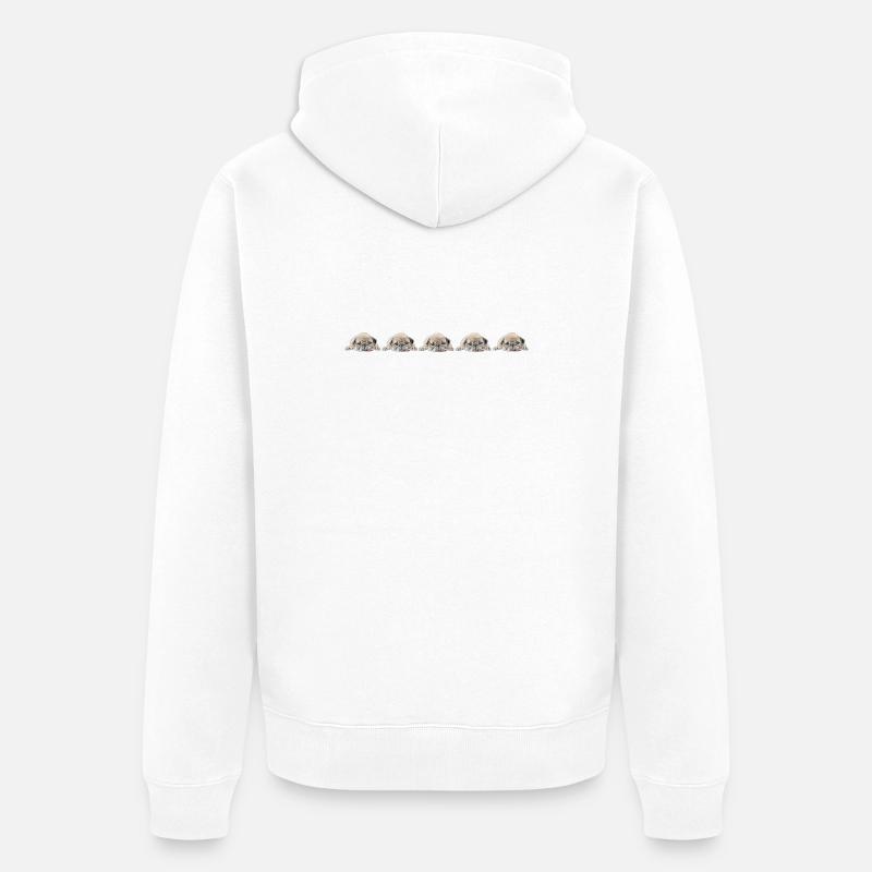 5 Möpse - Unisex Premium Bio Zip Hoodie - Weiß