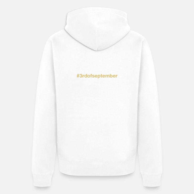 Né le 3 Septembre Anniversaire - Veste à capuche bio Premium Unisexe - blanc