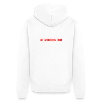 It's escalating anyway! - Unisex Premium Organic Zip Hoodie - white - Back - Thijin (182cm)