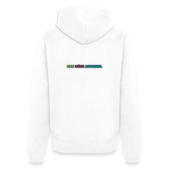 Bitte später ansprechen / Lustiges T-Shirt - Unisex Premium Bio Zip Hoodie - Weiß - Hinten - Thijin (182cm)