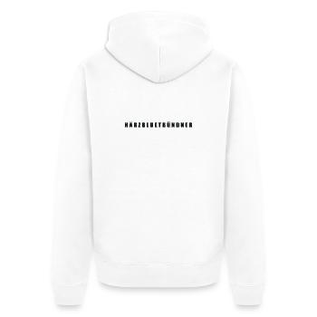 Härzbluetbündner Bündner Graubünden - Unisex Premium Bio Zip Hoodie - Weiß - Hinten - Thijin (182cm)