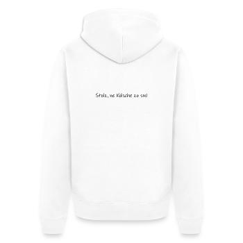 Stolz, ne Kölsche zo sin! - Unisex Premium Bio Zip Hoodie - Weiß - Hinten - Thijin (182cm)