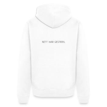 Nett war gestern - Unisex Premium Bio Zip Hoodie - Weiß - Hinten - Thijin (182cm)
