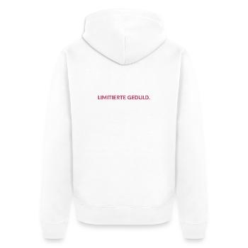 Limitierte Geduld / Lustiges T-Shirt für jeden Tag - Unisex Premium Bio Zip Hoodie - Weiß - Hinten - Thijin (182cm)