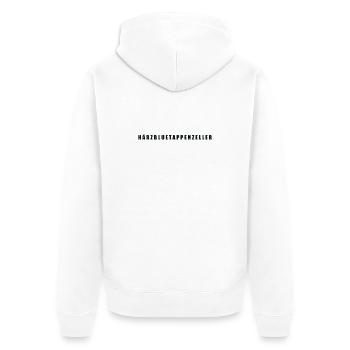 Härzbluetappenzeller Appenzell - Unisex Premium Bio Zip Hoodie - Weiß - Hinten - Thijin (182cm)