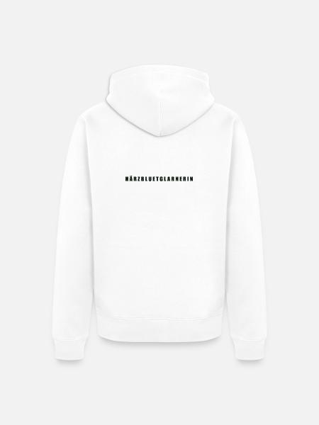 Härzbluetglarnerin, Canton of Glarus, Switzerland - Unisex Premium Organic Zip Hoodie - white