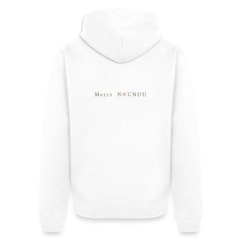 Message de reconnaissance - Merci Nounou  - Veste à capuche bio Premium Unisexe - blanc - Dos - Thijin (182cm)