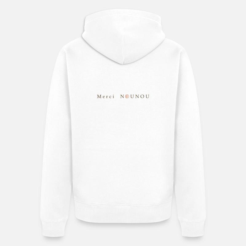 Message de reconnaissance - Merci Nounou  - Veste à capuche bio Premium Unisexe - blanc