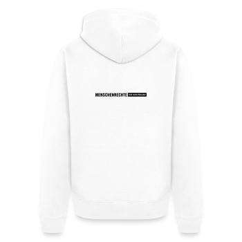 Menschenrechte Spruch Zeile - Unisex Premium Bio Zip Hoodie - Weiß - Hinten - Thijin (182cm)
