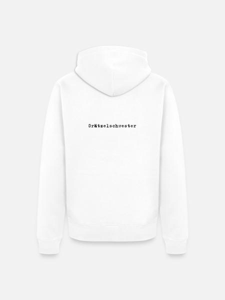 Grätzelschwester – Wiener Dialekt Spruch - Unisex Premium Bio Zip Hoodie - Weiß
