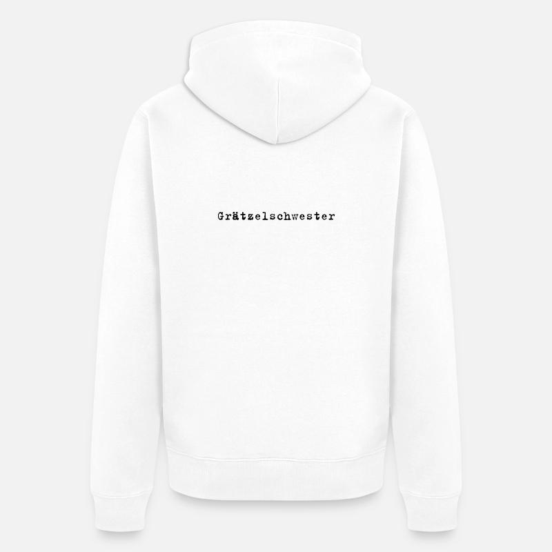 Grätzelschwester – Wiener Dialekt Spruch - Unisex Premium Bio Zip Hoodie - Weiß